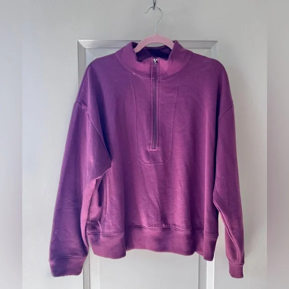 A New Day XL Half-Zip Pullover Sweatshirt Purple Long Sleeve Cozy Casual Top - Picture 1 of 4